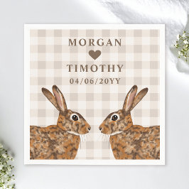 Whimsical Hare Heads With Names And Date Wedding Pappersservett