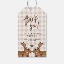 Whimsical Hare Kaniner I Kärlek Bröllop Tack Presentetikett