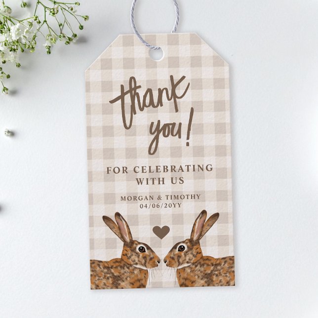Whimsical Hare Kaniner I Kärlek Bröllop Tack Presentetikett (Skapare uppladdad)