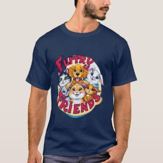 Whimsical Hårig Friends Vibrant Pet Assions fam T Shirt