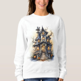 Whimsical Haunted House Halloween Illustration T Shirt