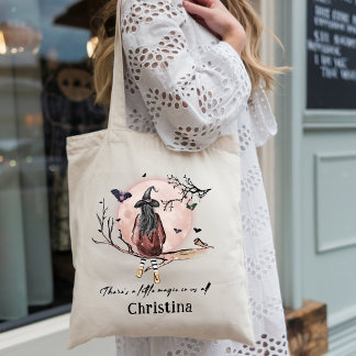 Whimsical Häxa Fullmåne Magi Citat Estetik Tygkasse