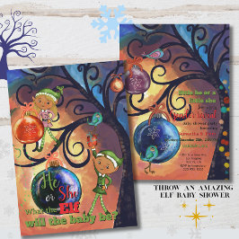 Whimsical He or She Elf & Bird Gender Invitation Inbjudningar