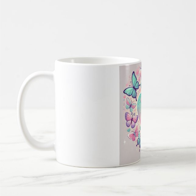 "Whimsical Heart & Butterfly Mugg" Kaffemugg (Vänster)