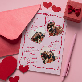 Whimsical Heart-familjen Alla hjärtans dag-fotokor Julkort