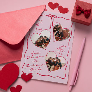 Whimsical Heart-familjen Alla hjärtans dag-fotokor Julkort