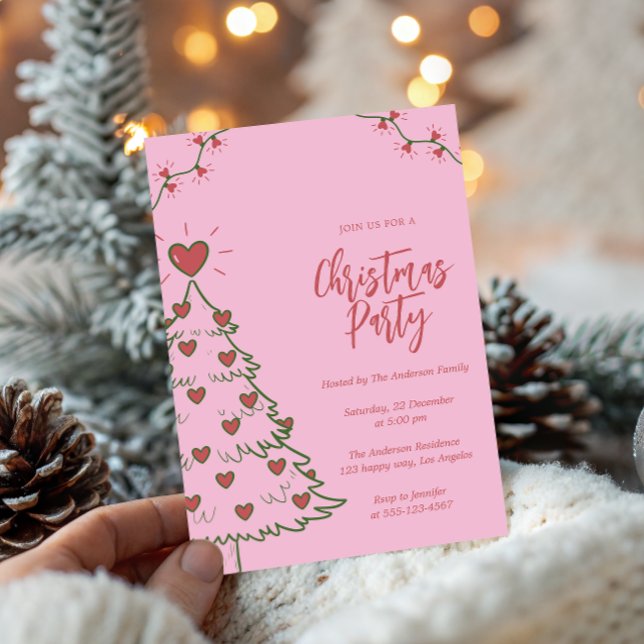 Whimsical Heart Julgran Holiday Party       Inbjudningar (Skapare uppladdad)