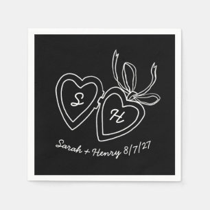 Whimsical Heart Locket Doodle Sketch Modern ANPASS Pappersservett