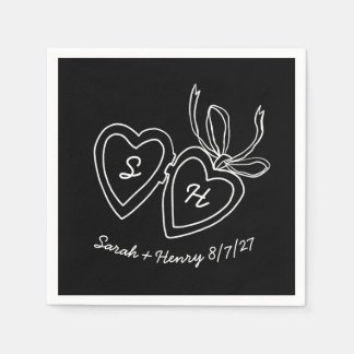 Whimsical Heart Locket Doodle Sketch Modern ANPASS Pappersservett