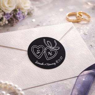 Whimsical Heart Locket Doodle Sketch Modern ANPASS Runt Klistermärke