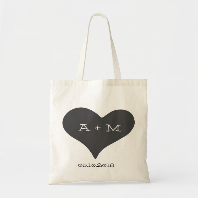Whimsical Heart Monogram Bröllop Tote Tygkasse (Framsidan)