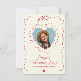 Whimsical Heart Photo Bow Frame Love Valentines Anteckningskort