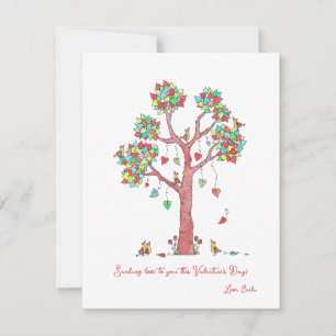 Whimsical Heart Tree Glad Alla Hjärtans Dag Julkort