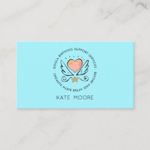 Whimsical Heart Vingar Doula eller Midfru Birth Co Visitkort