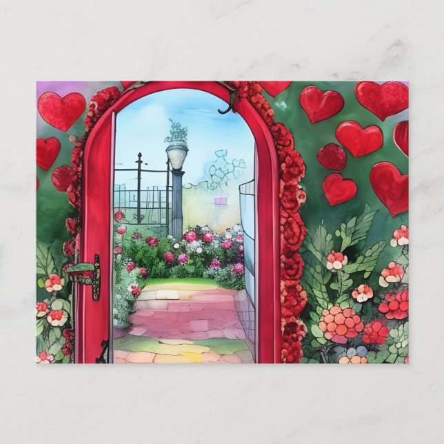 Whimsical Hearts Archway Valentine Day Postcard Vykort (Framsida)