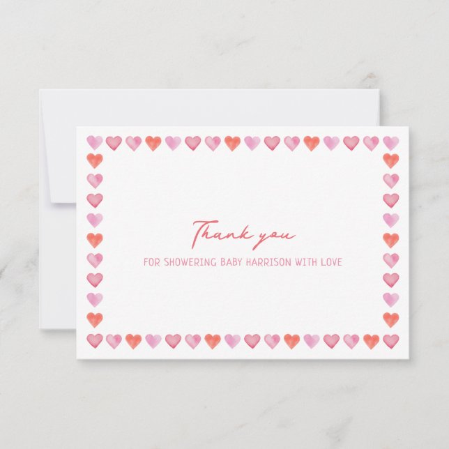 Whimsical Hearts Baby Shower  Tack Kort (Framsida)