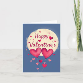 Whimsical Hearts & Moonlight Valentine's Day Kort