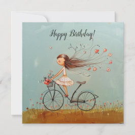 Whimsical Hearts & Petals: Söt Födelsedagscykel Julkort