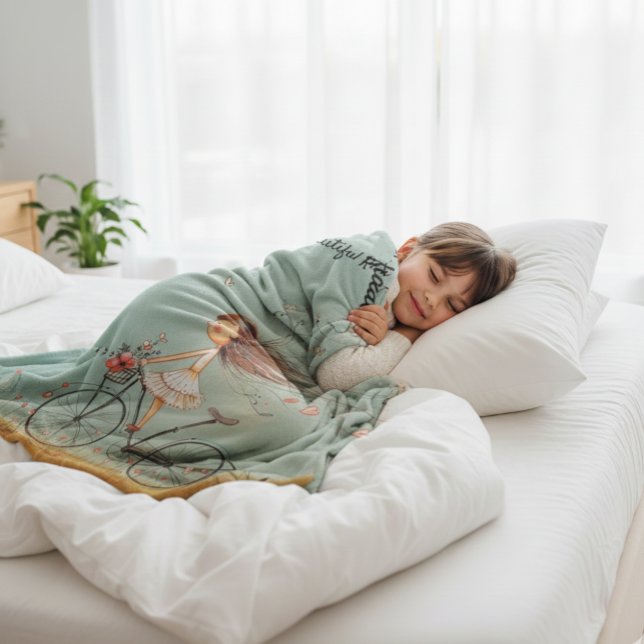 Whimsical Hearts & Petals: Sweet Birthday Bicycle  Fleecefilt (Skapare uppladdad)