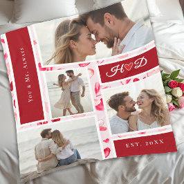 Whimsical Hearts Romantic Photo Collage Gift Red Fleecefilt