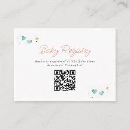 Whimsical Hearts & Stars Baby Registry QR-kod Tilläggskort