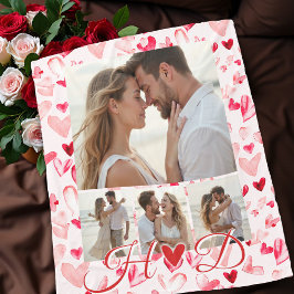 Whimsical Hearts Valentine Red Pink Photo Collage Fleecefilt