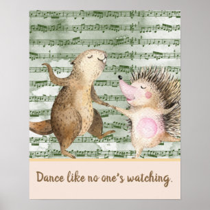 Whimsical Hedgehog & Beaver Dance Poster