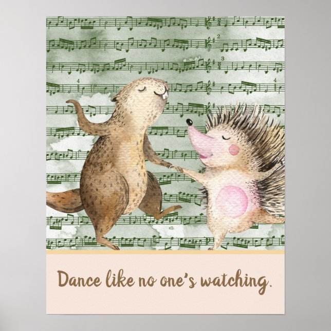 Whimsical Hedgehog & Beaver Dance Poster (Framsidan)