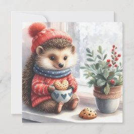 Whimsical Hedgehog Blommigt Cookies Valentine Julkort