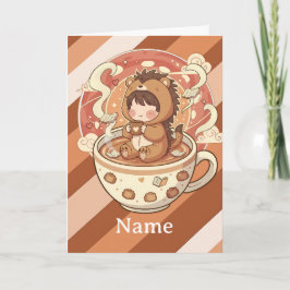 Whimsical Hedgehog Coffee Greeting Card Kort