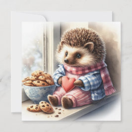 Whimsical Hedgehog Cookies Valentine Julkort