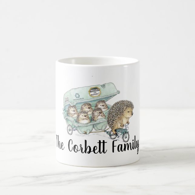 Whimsical Hedgehog Family Anpassade Kaffemugg (Center)