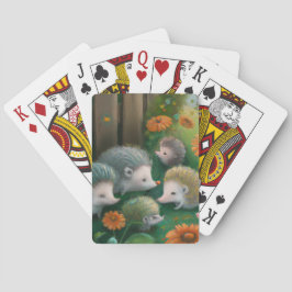 Whimsical Hedgehog Family Picnicking in the Garden Casinokort