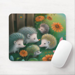 Whimsical Hedgehog Family Picnicking in the Garden Musmatta