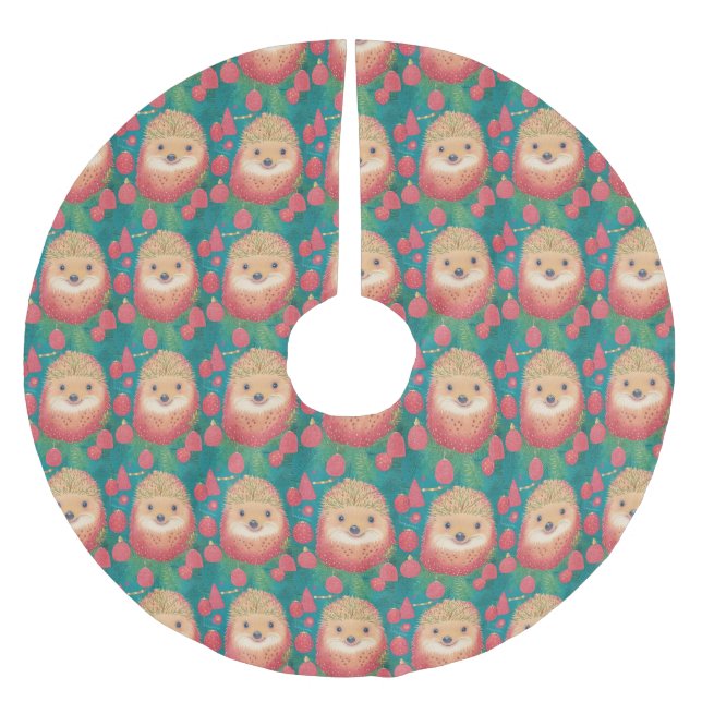 Whimsical Hedgehog Haven Julgransmatta Borstad Polyester (Framsidan)