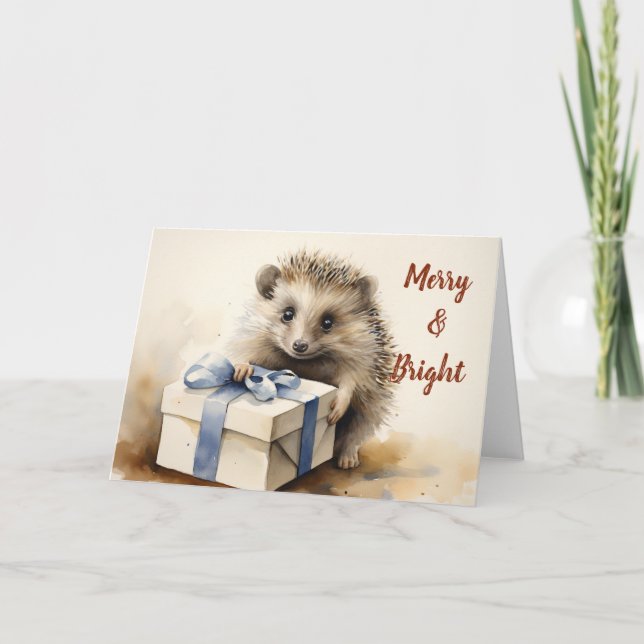 Whimsical Hedgehog-julkort Kort (Framsida)