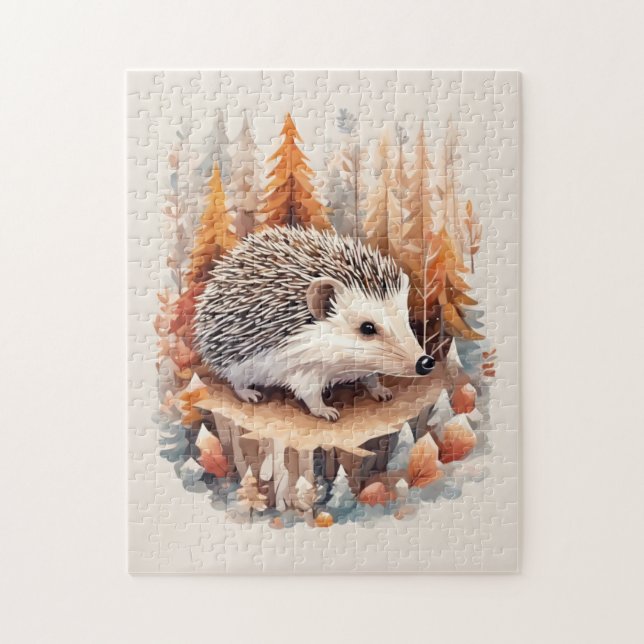 Whimsical Hedgehog l Season: hösten [A] Pussel (Vertikal)