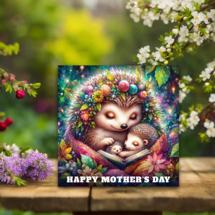 Whimsical Hedgehog Mamma Storytime Mors dag Kort