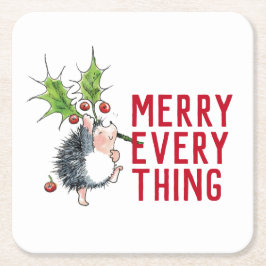Whimsical Hedgehog Merry Allting jul Underlägg Papper Kvadrat