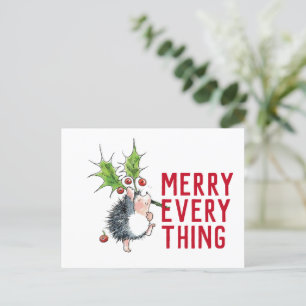 Whimsical Hedgehog Merry Allting jul Vykort