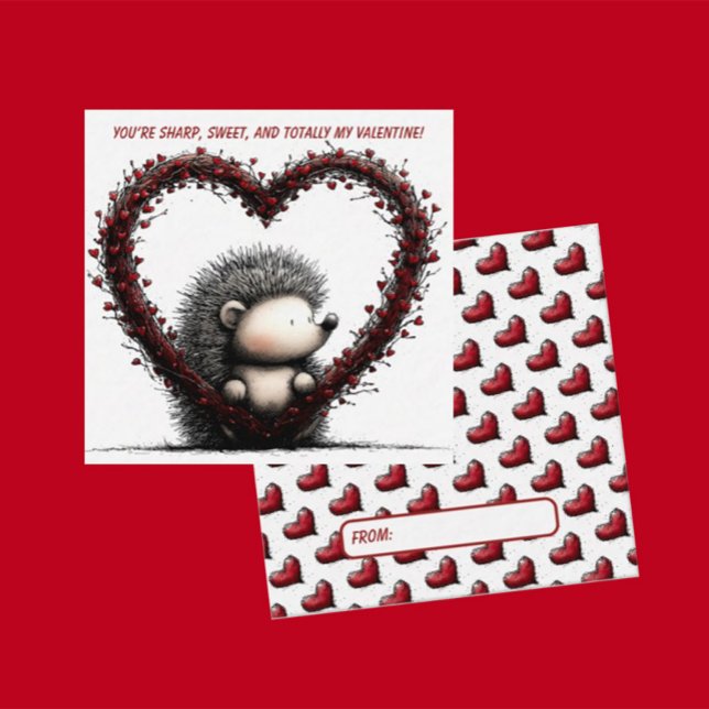 Whimsical Hedgehog Valentine Card  Anteckningskort (Skapare uppladdad)