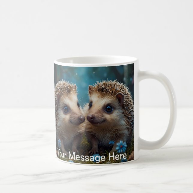 Whimsical Hedgehogs i Kärlek Kaffemugg (Höger)