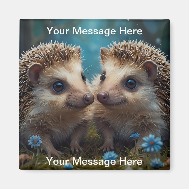 Whimsical Hedgehogs i Kärlek Magnet (Framsidan)