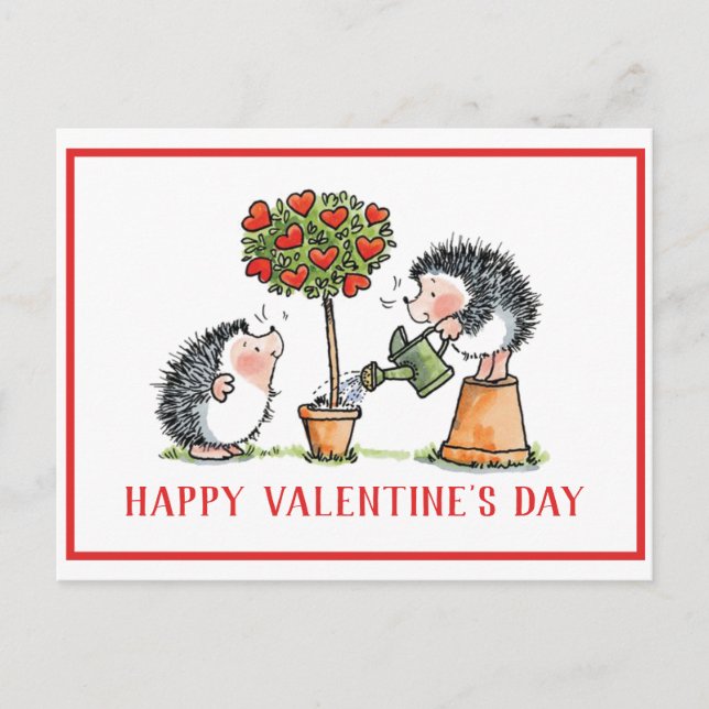 Whimsical Hedgehogs Valentindagskort Vykort (Framsida)