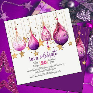 Whimsical Helgdag Baubles Party Inbjudningar
