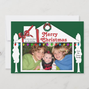 Whimsical Helgdag House Photo Card Julkort
