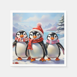Whimsical Helgdag Penguin Trio Pappersservett