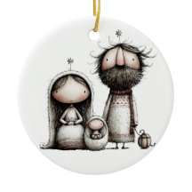 Whimsical Heliga Familjen Nativity