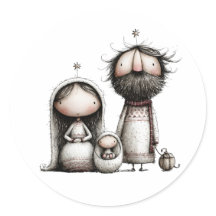 Whimsical Heliga Familjen Nativity