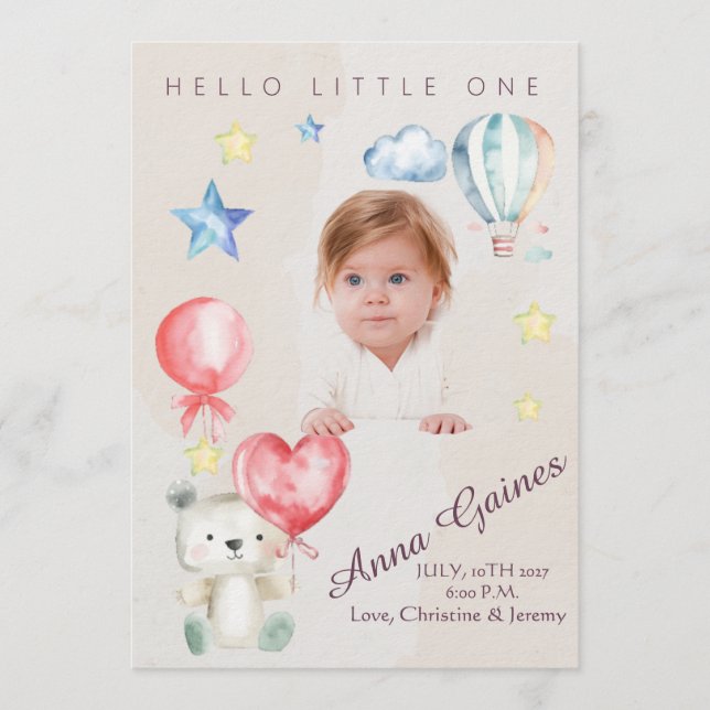 Whimsical Hello Little One-annonsering Inbjudningar (Framsida)